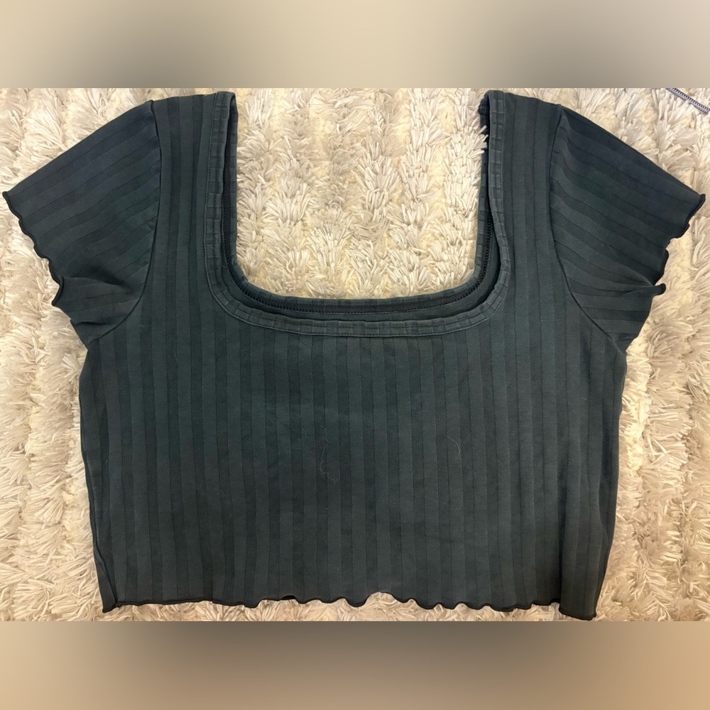 Aerie Black Ribbed Crop Top
